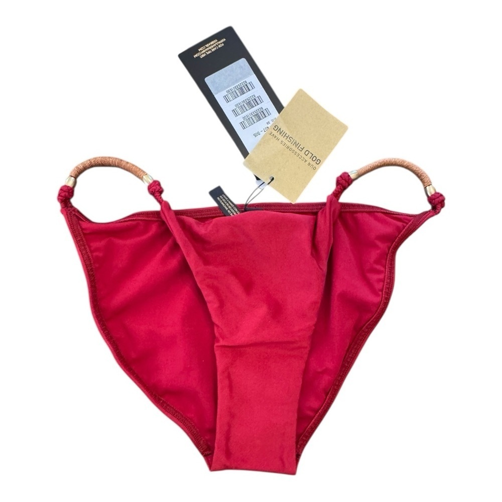 Vix Red Bikini Bottom with Rope-Style Side Rings